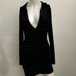 Velvet button up mini dress
